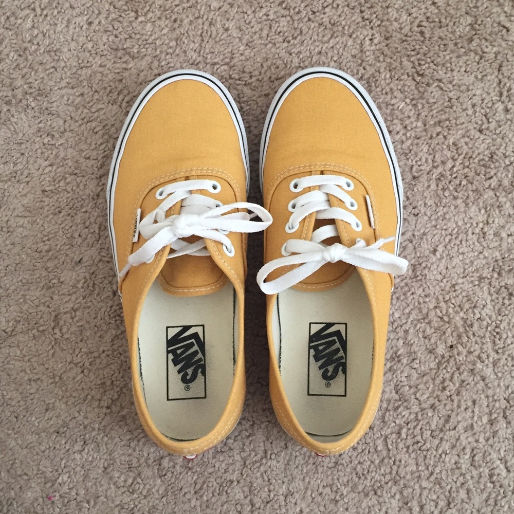 yellow lace-up vans
